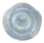 Louis Via - Philabaum Glass Blue, Yellow, and White Wave Bowl c. 1979, 3.75" x 16.5"