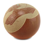 Roy (b. 1957) and Stella (1937-2006) Tanner - San Juan Redware Sgraffito Seed Jar with Raccoon Pictorial and Turquoise Inclusion c. 1979, 2.5" x 2.5"