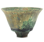 Rose Cabat (1914-2015) - Crystalline Forest Green Cup with Tan and Charcoal Speckles c. 1960s, 3.25" x 5"