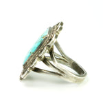 Navajo Turquoise and Silver Ring, c. 1950s, Size 5 (J3554)