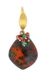Dana Busch - Pair of Cluster Drop Earrings with Sonoran Sunrise Jasper, Ruby, Tangerine Sapphire, Turquoise, Apatite, and 24Kt Gold Vermeil (J90283A-0114-009)