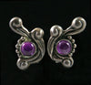 Mexican Amethyst and Silver Screwback Earrings, c. 1940s, 1.25" x 0.75" (J92447-0913-012)
