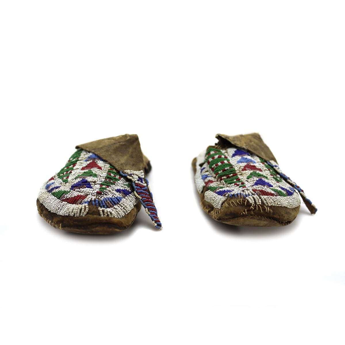 Lakota Leather Beaded Moccasins c. 1900s, 2.5" x 10" x 4" (DW1292)1