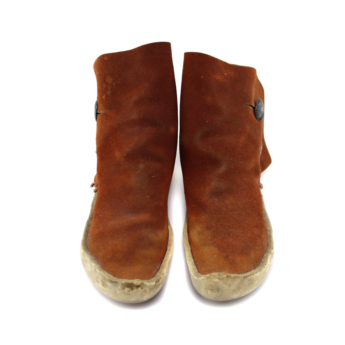 Navajo Style - Leather Moccasins with Navajo Silver Buttons c. 1960-70s (DW1347)