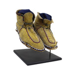 Apache Beaded Leather Moccasins c. Late 19th Century, 5" x 10" x 4" - Includes Custom Stand (DW90354B-0123-004)