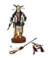 Donna Shakespeare-Cummings - Plains Arapaho Leather Beaded Doll on Custom Wooden Stand with Miniature Rawhide Drum and Arrow with Feathers c. 1999, 13.75" x 6.5" x 5" (DW91902D-0422-001)
