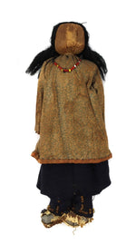 Apache Leather Beaded Cornhusk Doll c. 1900-10s, 8.25" x 2.75" x 1.5" (DW91963-1021-017)