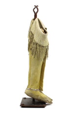 Southern Plains Beaded Leather Moccasins with Stand c. 1880s, 21" x 9" x 6" (DW92323A-0123-001)