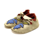 Woodlands (Sac and Fox) Leather Beaded Moccasins with Floral Design c. 1900s, 2" x 5.25" x 2.25" (DW92323A-0421-015)
