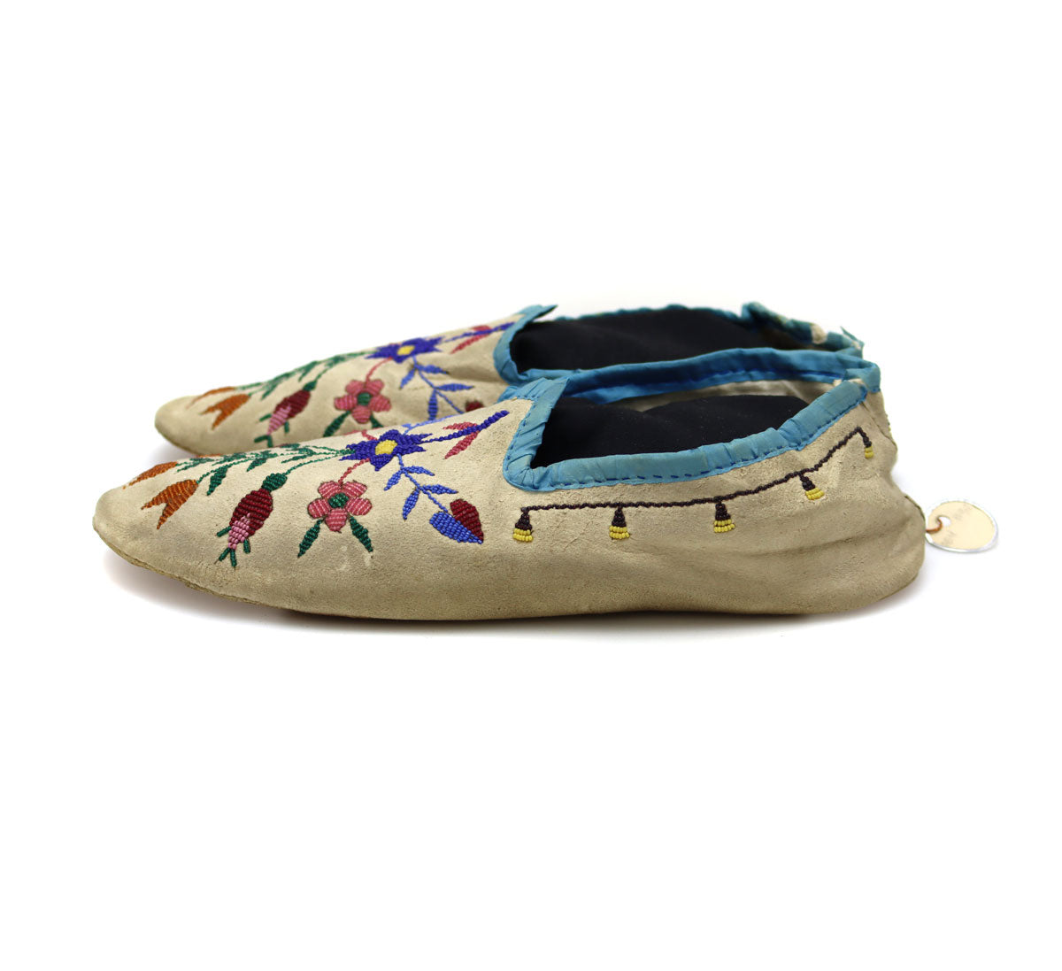 Chippewa Leather Beaded Moccasins with Floral Design c. 1880s, 2.25" x 10" x 14" (DW92323A-0421-016) 2
