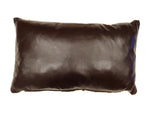Custom Leather Pillow with c. 1920-30s Navajo Ganado Textile Inlay, 14" x 23" x 6" (F1448-002) 1