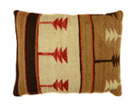 Custom Leather Pillow with c. 1930s Navajo Crystal Textile Inlay, 16" x 14" x 5" (F1450-001)