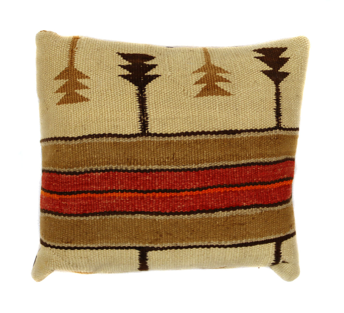 Custom Leather Pillow with c. 1930s Navajo Crystal Textile Inlay, 13" x 16" x 5" (F1450-004)
