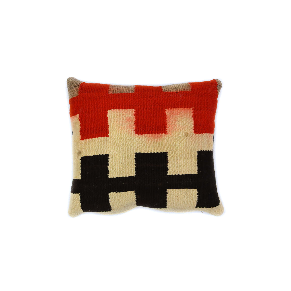Custom Leather Pillow with c. 1900-10s Navajo Ganado Textile Inlay, 17