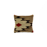 Custom Leather Pillow with c. 1920-30s Navajo Ganado Textile Inlay, 9" x 18" x 4" (F1457-001)