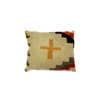 Custom Leather Pillow with c. 1920-30s Navajo Ganado Textile Inlay, 14" x 17.5" x 5" (F1459-004)