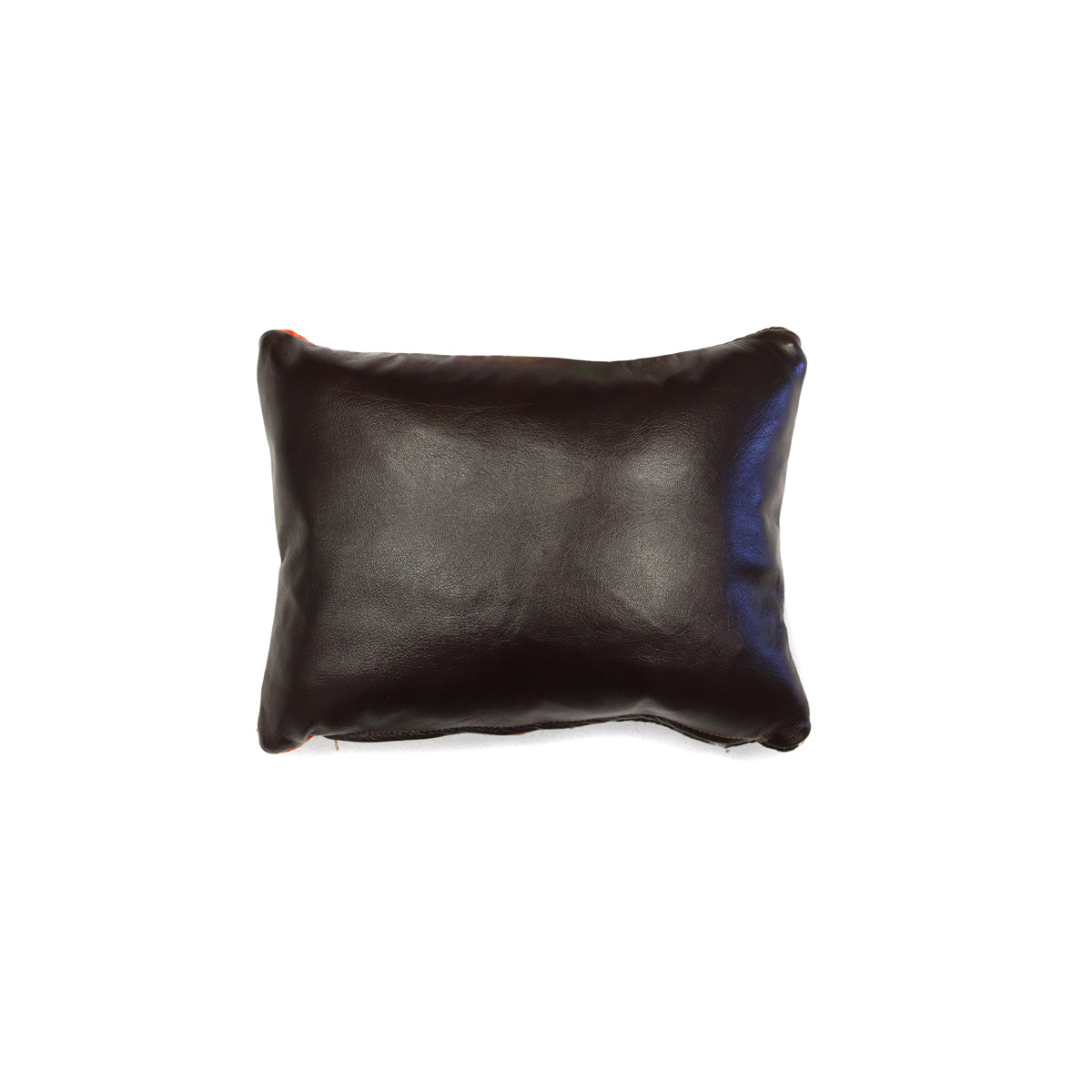Custom Leather Pillow with c. 1920s Navajo Ganado Textile Inlay, 11.5" x 14.5" x 4.5" (F1460-003) 1