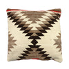 Custom Leather Pillow with c. 1930s Navajo Crystal Textile Inlay, 14" x 14" x 4" (F91910D-0722-004)
