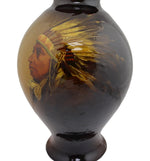 J. B. Owens Utopian Pottery Lamp Vase Number I002, Hand-Painted by Arthur Best (1859-1935) - Painting of Sego, a Shoshone Man c. 1895-99, 20" x 8" x 10" (F91924-0921-001) 1