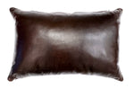 Navajo Custom Leather Pillow with Navajo Textile Inlay 18" x 28" x 9.8" (F91966B-0822-005) 1