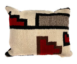 Navajo Custom Leather Pillow with Navajo Textile Inlay 18" x 14" x 6" (F91966B-0822-007)