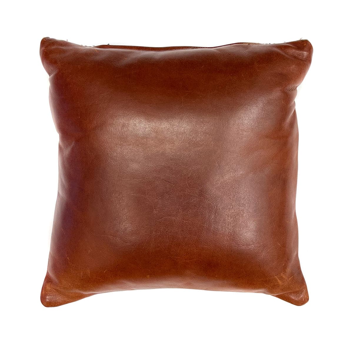 Navajo Custom Leather Pillow with Navajo Textile Inlay 14" x 14" x 4.5" (F91966B-0822-008) 1