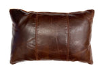 Navajo Custom Leather Pillow with Navajo Textile Inlay 12" x 19" x 5" (F91966B-0822-010) 2