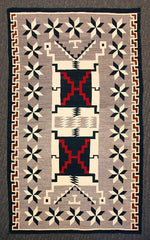Navajo Crystal Storm Pattern Rug with Valero Stars, c. 1930, 121" x 74.5"
