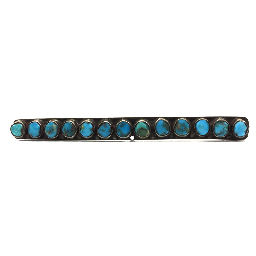 Zuni Turquoise Petit Point and Silver Pin