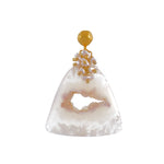 Dana Busch Designs - Cluster Drop Earrings with White Plume Agate, Golden Keshi Pearls, and 24KT Gold Vermeil