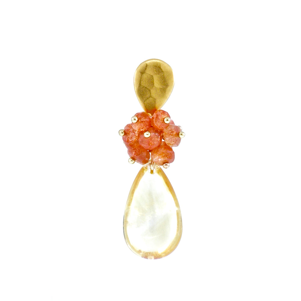 Dana Busch Designs - "Daybreak Tapestry" - Pair of Cluster Drop Earrings with Citrine, Sunstone, and 24KT Gold Vermeil