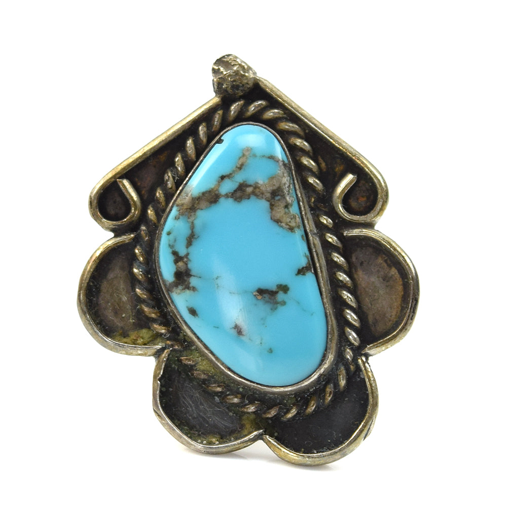 Navajo Turquoise and Silver Ring c. 1950, size 7.75