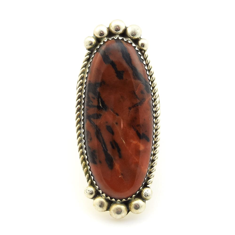 Kenneth Jones - Navajo Petrified Wood and Sterling Silver Ring c. 2010, size 7.75