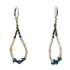 Santo Domingo Mother of Pearl, Turquoise, and Silver French Hook Earrings c. 1960, 2.25" length