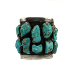 Patania Thunderbird Shop - Turquoise Nugget and Sterling Silver Bracelet c. 1950s, size 6.5 (J90370-0123-001)

