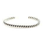 Garden of the Gods - Navajo Silver Bangle Bracelet with Rope Design c. 1930s, size 6 