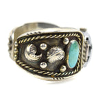 Navajo Turquoise and Silver Watchband c. 1960s, size 6.5 (J10277)3
