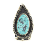 Navajo Turquoise and Silver Ring c. 1960s, size 6 (J10428)1