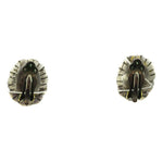 Mexican Golden Tiger's Eye and Sterling Silver Clip-On Earrings c. 1980s, 0.75" x 0.625" (J10738)