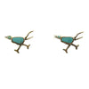 Zuni Turquoise Channel Inlay and Silver Post Earrings c. 1960-70s, 0.75" x 1"