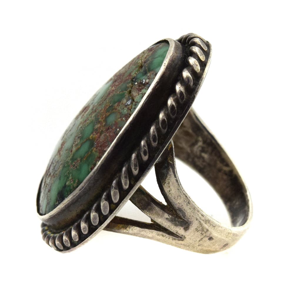 Mark Chee - Navajo Turquoise and Silver Ring c. 1950s, size 4 1
