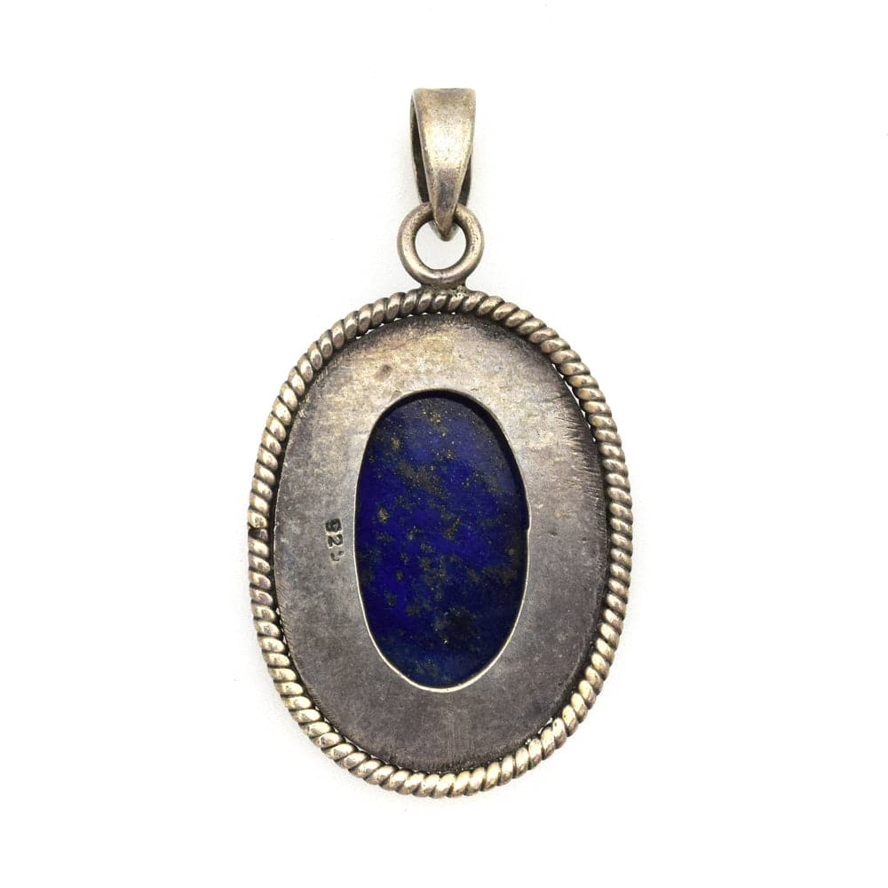 Mexican Lapis Lazuli and Silver Pendant c. 1980s, 2" x 1" 1
