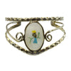 Mexican Mother of Pearl, Abalone, and Silver Bracelet with Bird Design c. 1980s, size 6.25
