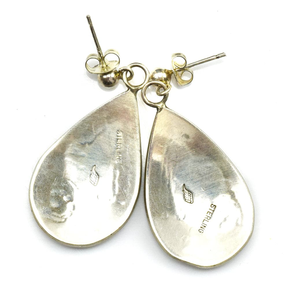 Elsie Gashwazra - Hopi Sterling Silver Overlay Hook Earrings c. 1990s, 1.5" x 0.75" 1
