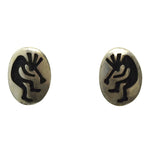 John Honie - Hopi Sterling Silver Kokopelli Post Earrings c. 1980s, 1" x 0.75"

