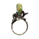 Charles Loloma (1921-1991) - Hopi Turquoise, Blue Diamond, and Silver Ring c. 1970-80s, size 7.25 (J11318)