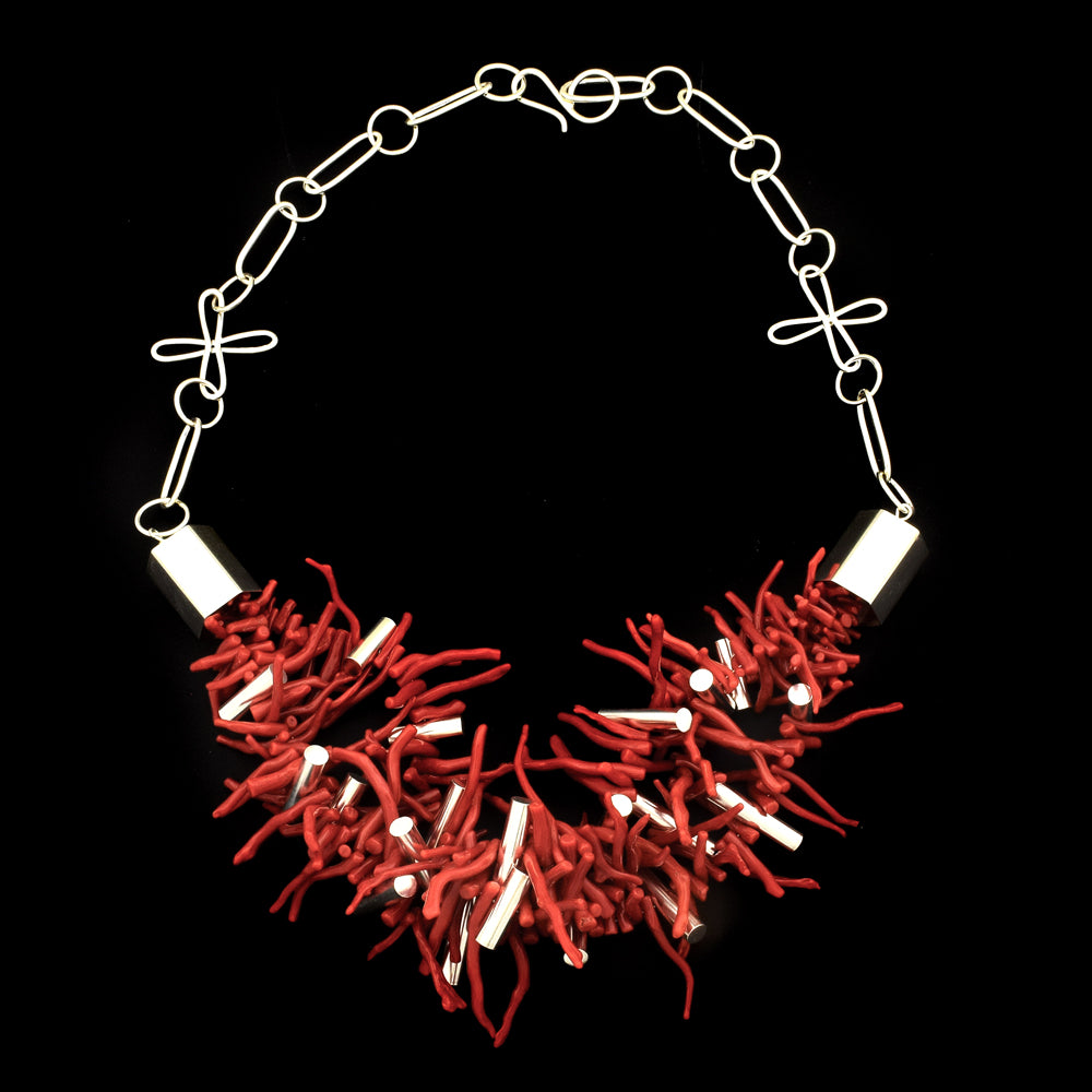 Rodney Coriz - Contemporary Santo Domingo 3-Strand Coral and Silver Necklace, 28" length 1
