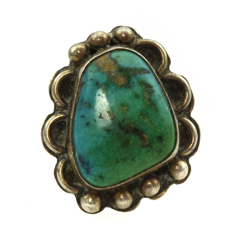 Navajo Turquoise and Silver Ring c. 1940s, size 6
