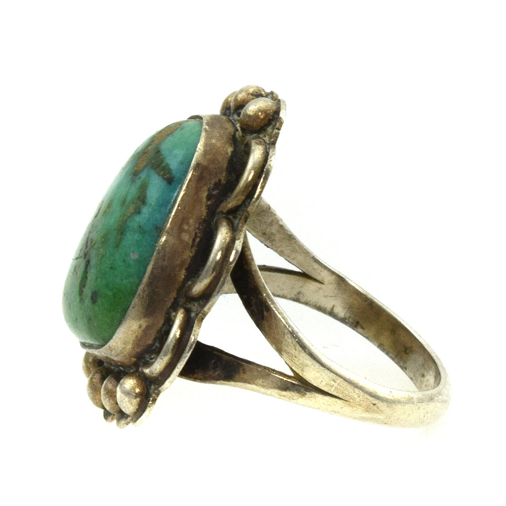 Navajo Turquoise and Silver Ring c. 1940s, size 6 1
