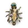 Navajo Turquoise, Shell, and Silver Insect Pin c. 1940s, 1.25" x 1"